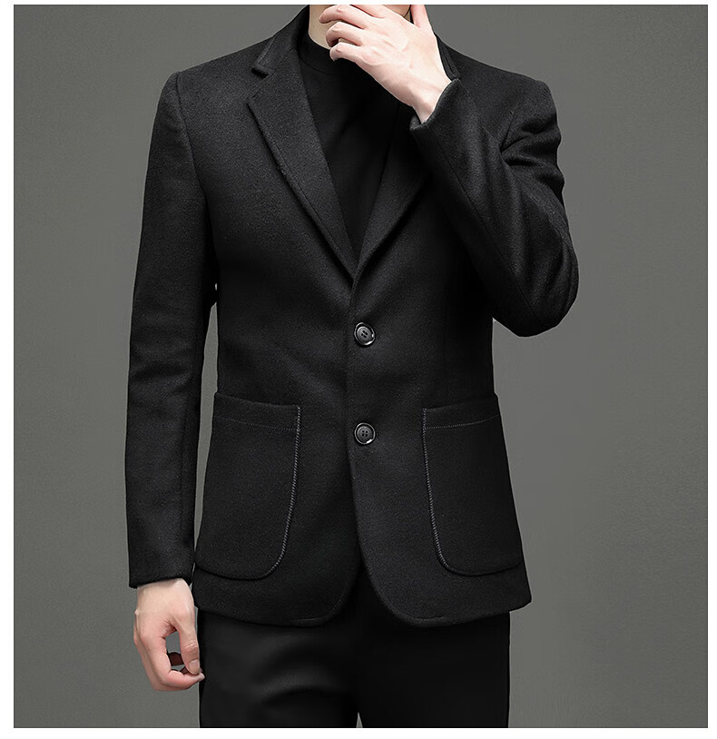 ROMON Men's Wool Suit Autumn Winter Business Casual Woolen Coat Single Blazer XF51 Gray 4XL 6