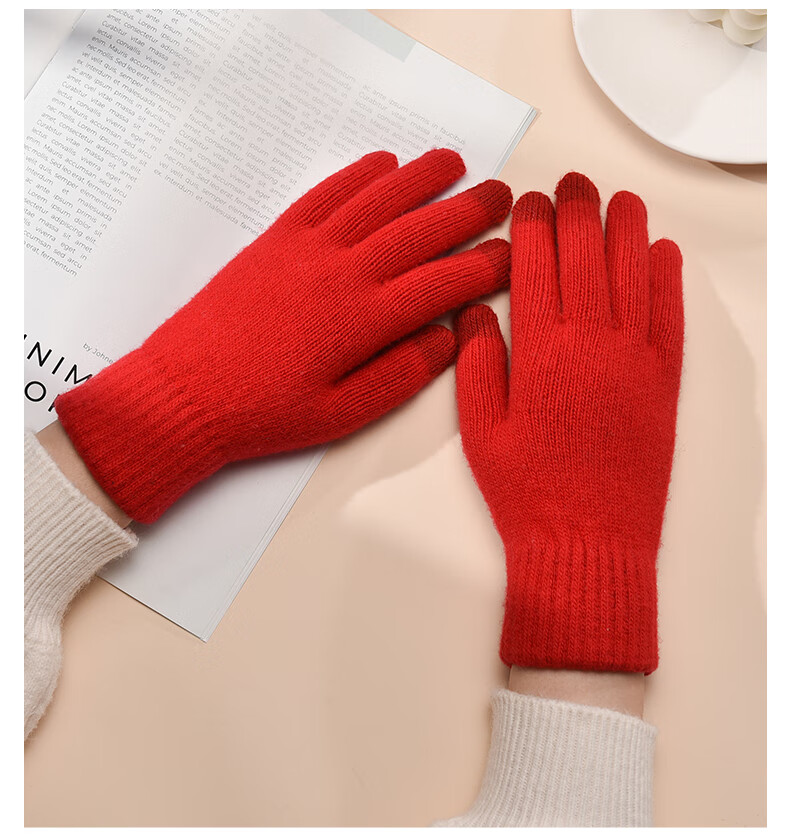TUCANO Men's Wool Touchscreen Gloves Thickened Warm Winter Cycling Driving Knitted Gloves Gift for Boyfriend 6