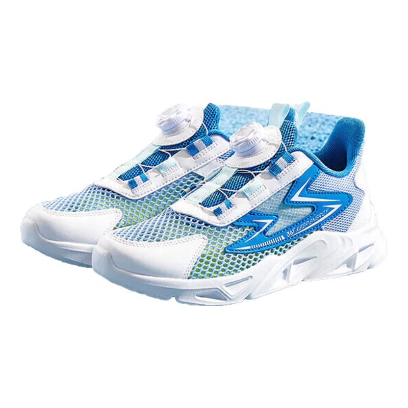 361° Children's Shoes, Kids' Running Shoes for Summer, Boys And Girls Aged 3-14, Large Mesh with Rotary Knob, Blue Size 32