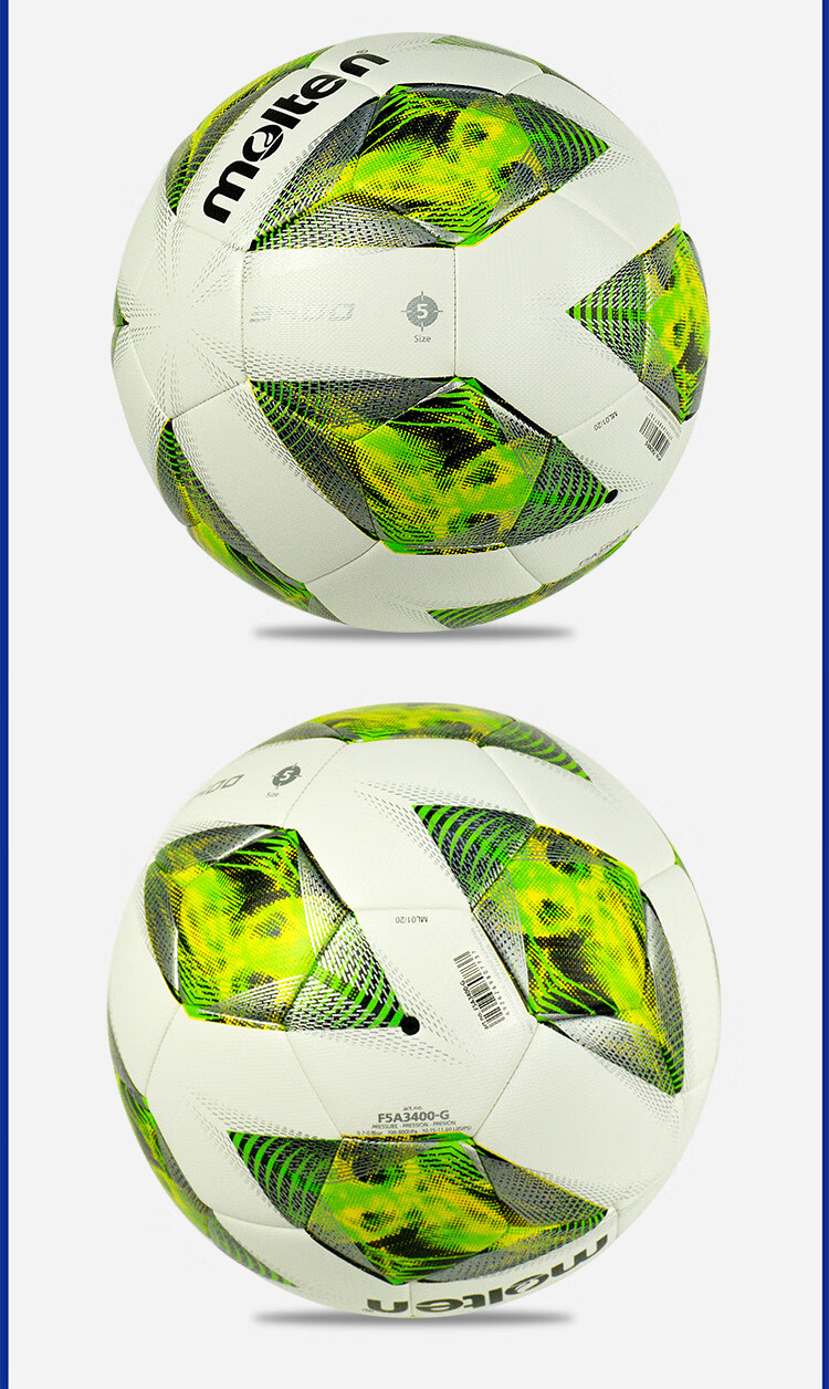 Molten Soccer Ball, Size 5 Standard F5N3600 PU Butadiene Inner Liner, Machine-Stitched Student Competition Training Football F5N3600-R 5