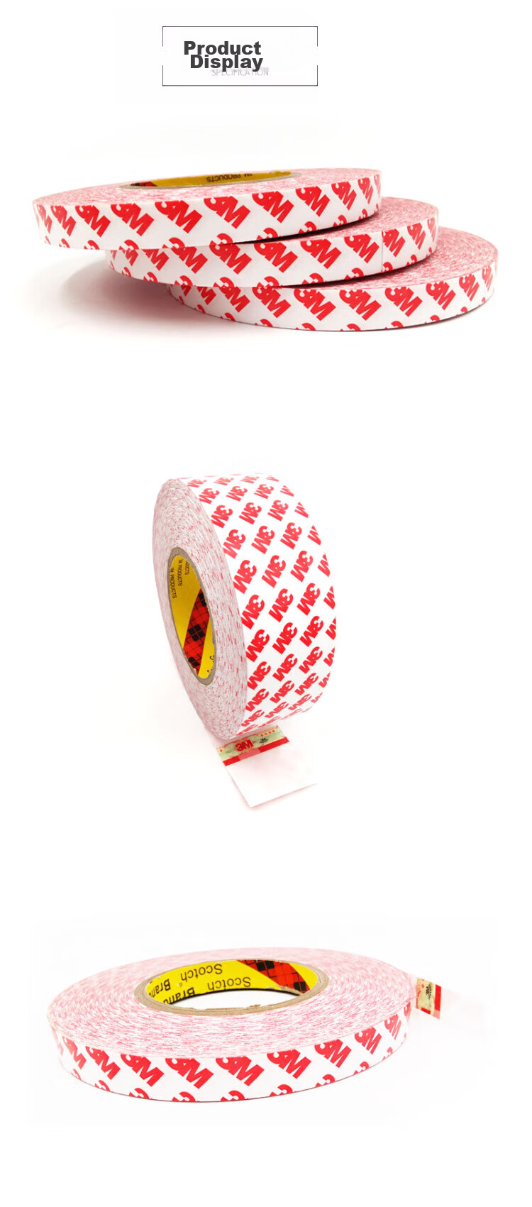 3M Double-Sided Tape, Thin Strong Adhesive Removable No Residue Sticker for Spring Festival Couplets Wedding Room Decoration, 30mm Wide 50m Long 0.1 3M M Thick 9080R 2