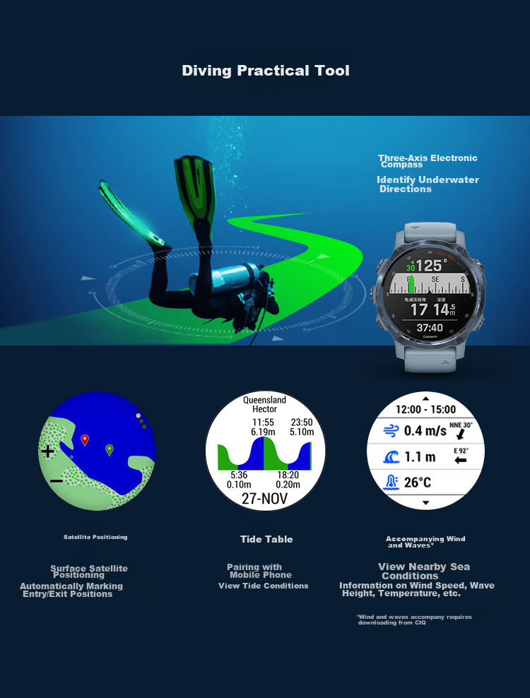 GARMIN Descent Mk3i Diving Computer Watch with Heart Rate And Blood Oxygen Monitoring, for Swimming And Outdoor Sports, Graphite Black - 51mm 8