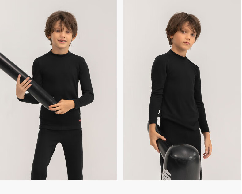 AIMER KIDS Small Heater [Medium Warmth] Boys And Girls Thermal Underwear Set, Moisture-Wicking And Heat-Generating Autumn Top And Pants, Gray, Size 120 19