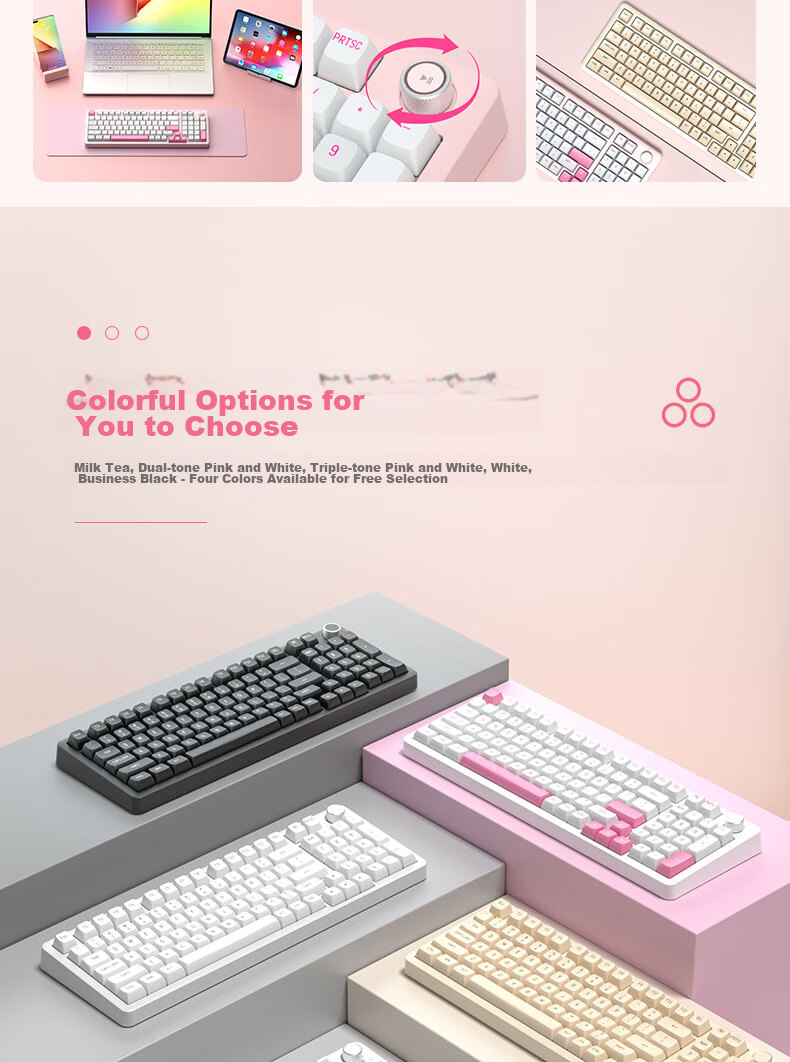 HP K10G-98 Custom Mechanical Keyboard, E-Sports Gaming Bluetooth Wireless Tri-Mode Keyboard, 98-Key Layout with Knob, Full Hot-Swappable Keys 2