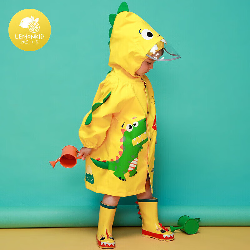 Lemon Baby Kids Raincoat Boys Girls Rain Poncho Elementary School Rain Gear Karl Quirky Pirate Shark Jumpsuit M