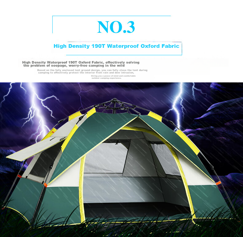 BeiJiLang Outdoor Tent Blackout Sunshade Automatic Quick-Open Camping Overnight Park Picnic Rainproof Breathable Hexagonal Tent 6