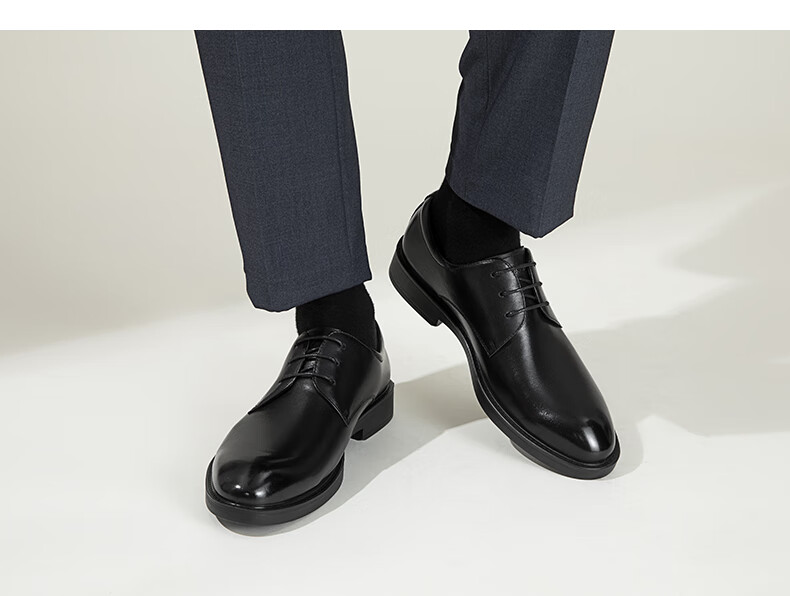 Aokang Business Formal Leather Derby Shoes Lightweight Luxury Wedding Shoes Black Size 39 8
