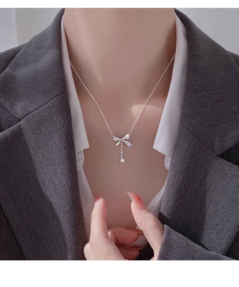 Dijing Runaway Princess 99 Sterling Silver Necklace for Women, Collarbone Chain with Elegant Butterfly Pendant, Birthday Gift for Girlfriend 1
