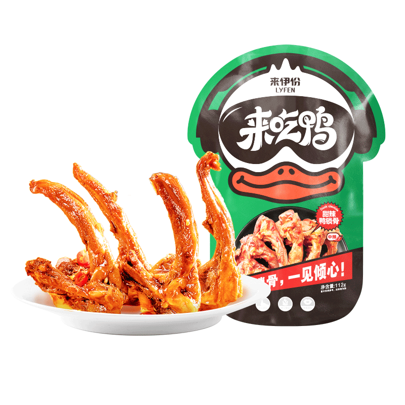 来伊份来吃鸭鸭锁骨甜辣味112g即食卤味熟食肉干肉脯下酒菜解馋休闲零食