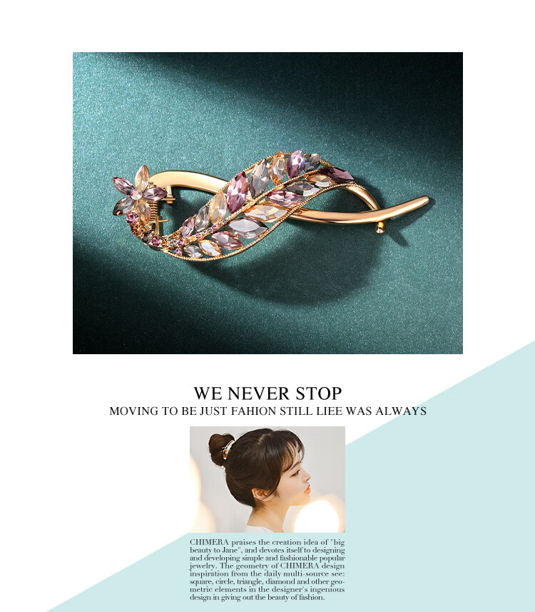 CHIMERA High-Quality Leaf Hair Clip, Rhinestone Twist Clip, Hairpin, Hair Accessory, Hair Clip, Women's Mid-Autumn Festival Gift 1