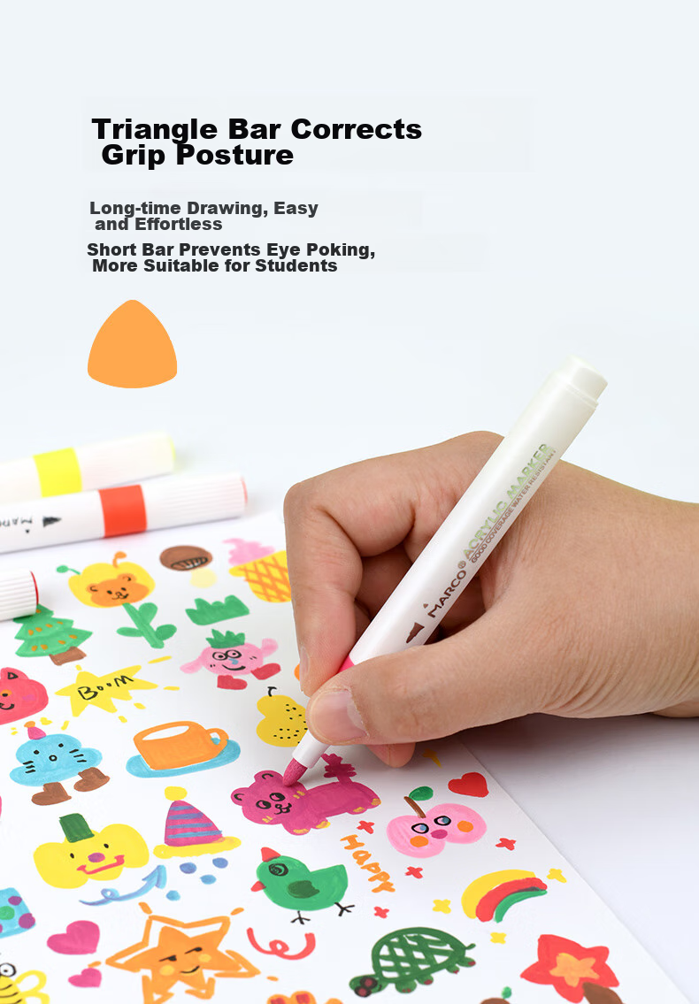 MARCO 24-Color Acrylic Markers, Waterproof Paint, Watercolor, Fluorescent Markers, for Children, Students, Kids, Parent-Child Drawing, Gift Box, Back-To Gift, Watercolor Pens, Art Educatio 4