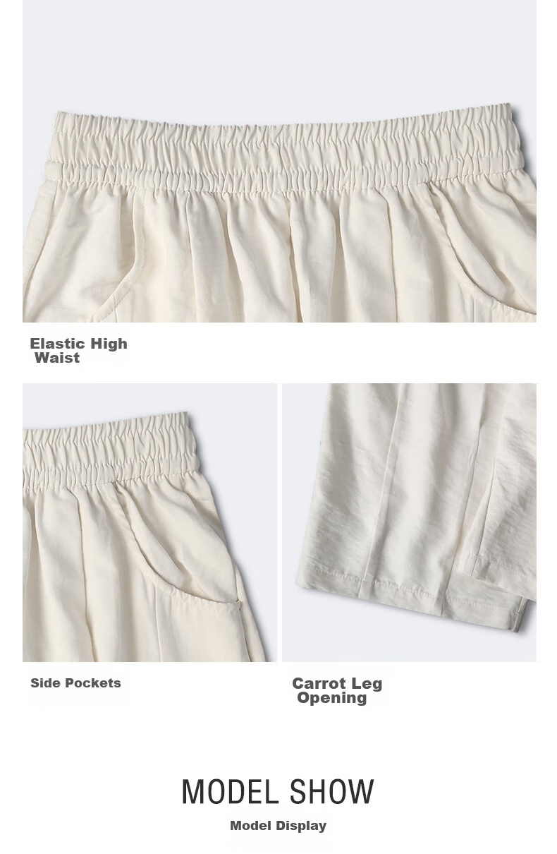 LangSha Lazy Summer Refreshing Cool Milk Puff Pants for Women, High-Waisted Thin Casual Versatile Wide-Leg Cropped Pants for Petite Figures 11