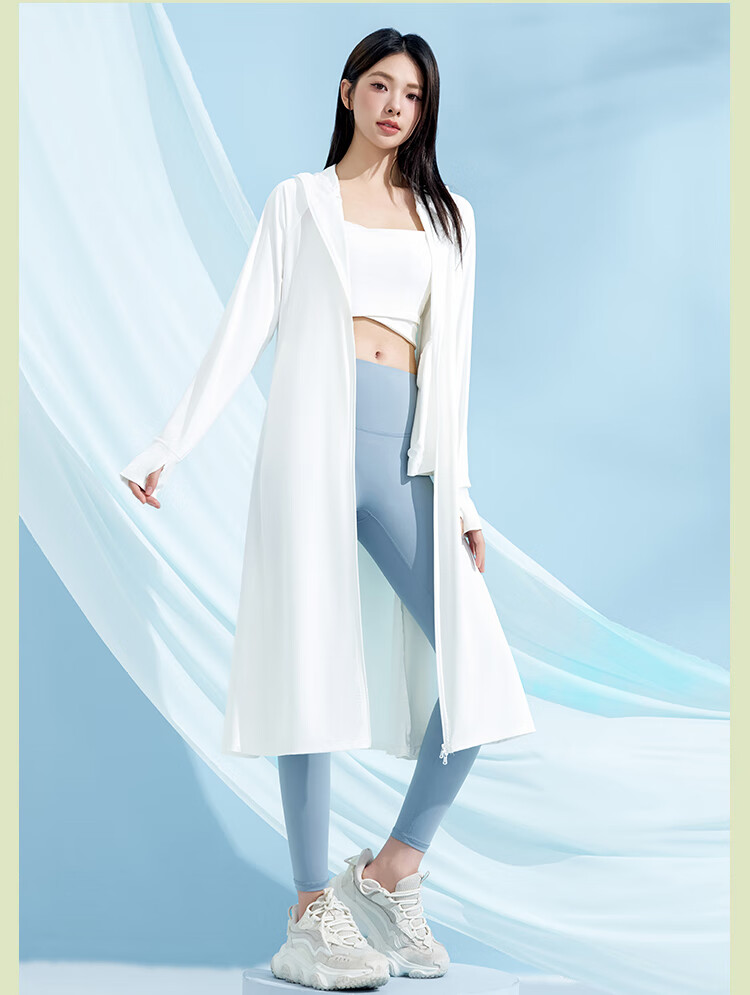 Yishangmei Long Sun Protection Coat for Women, Spring/summer 2026, UV-Resistant Full Body Sun Protection Clothing, Ice Silk Cool-Touch Jacket, Outdoor Wear, Black F 11