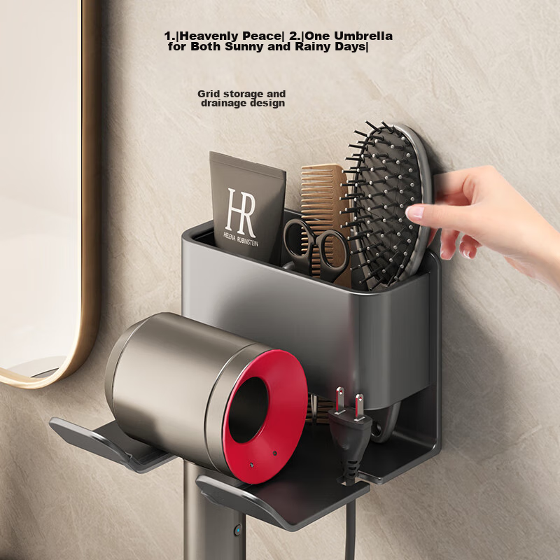 Держатель для фена Jiadu, без сверления, стойка для фена Dyson для ванной комнаты, вешалка для фена для душевой