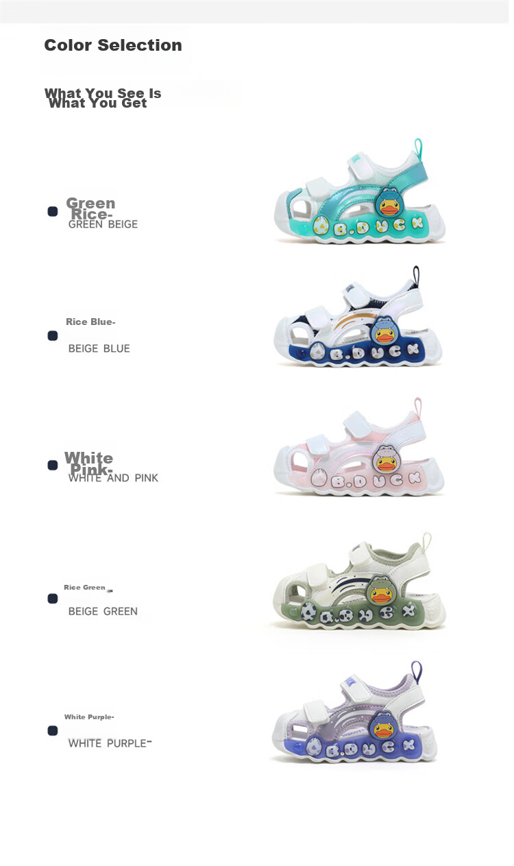 B.Duck Children's Sandals, Cartoon Fashionable Shoes for Boys And Girls, Summer Closed-Toe Beach Shoes, 5006 White-Pink, Size 30 4