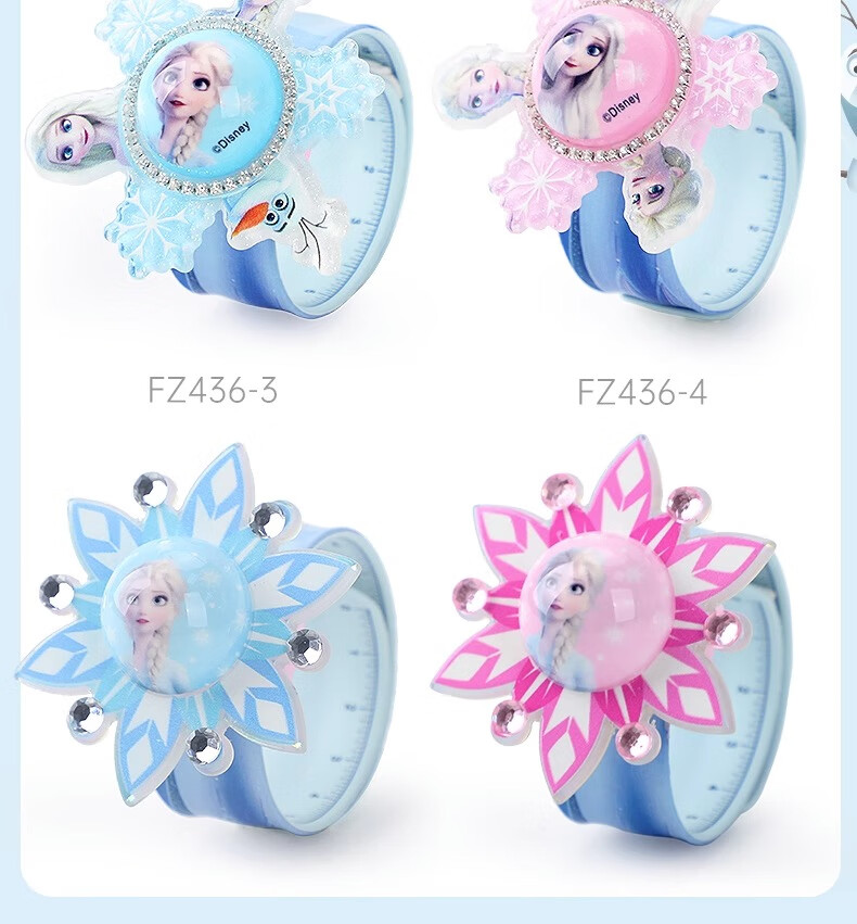 Disney Sand-Blowing Bracelet, Elsa Princess Spinning Top, Girls' Toy, Slap Bracelet, Birthday Gift for Girls 12