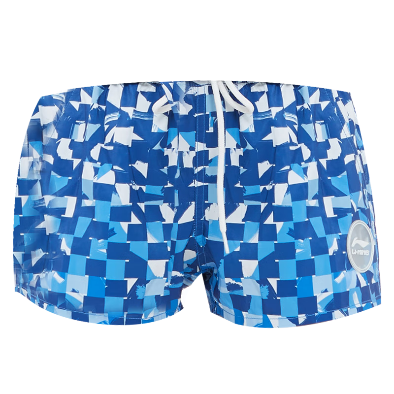 LI-NING Couple Beach Shorts Unisex Comfortable Breathable Loose Large Size Five-Point Swim Trunks Seaside Vacation Fashion Casual Sports Shorts LSSR966-1 Dark Blue XL