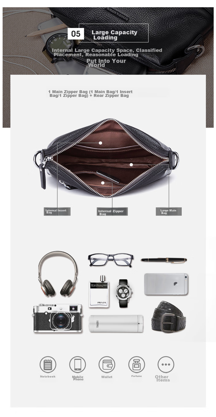 BOSTANTEN Shoulder Crossbody Bag for Men, Business Small Square Bag, Top-Grain Leather Horizontal Style Trendy Mini Backpack Messenger Bag 8