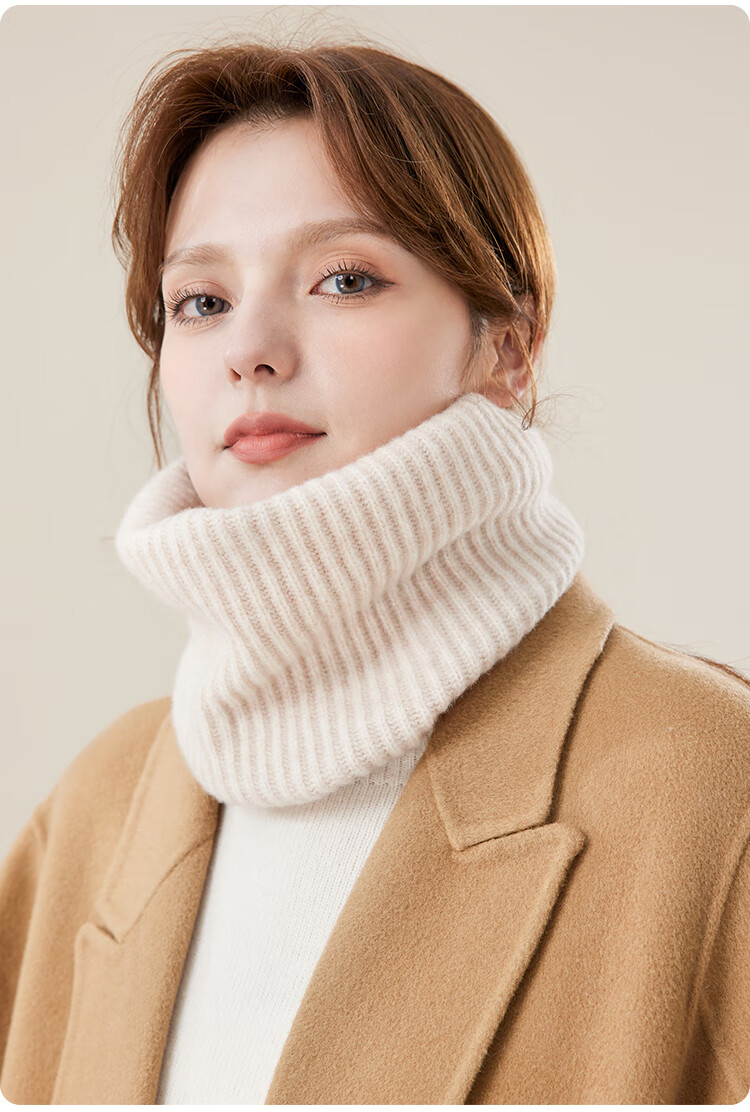 JIUMU Pure Wool Warm Neck Gaiter for Women, Autumn And Winter Thickened Cold-Proof Neck Protector, Women's Neck Warmer, Outdoor Scarf for Winter 11