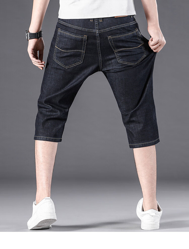 ROMON Men's Denim Shorts Summer Casual Business Seven-Point Pants Trendy Loose Thin Men's Pants 12