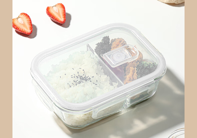 BJ High Borosilicate Glass Lunch Box for Office Workers, Microwave-Safe And Refrigerator-Ready Food Storage Container, Round 650ml 13