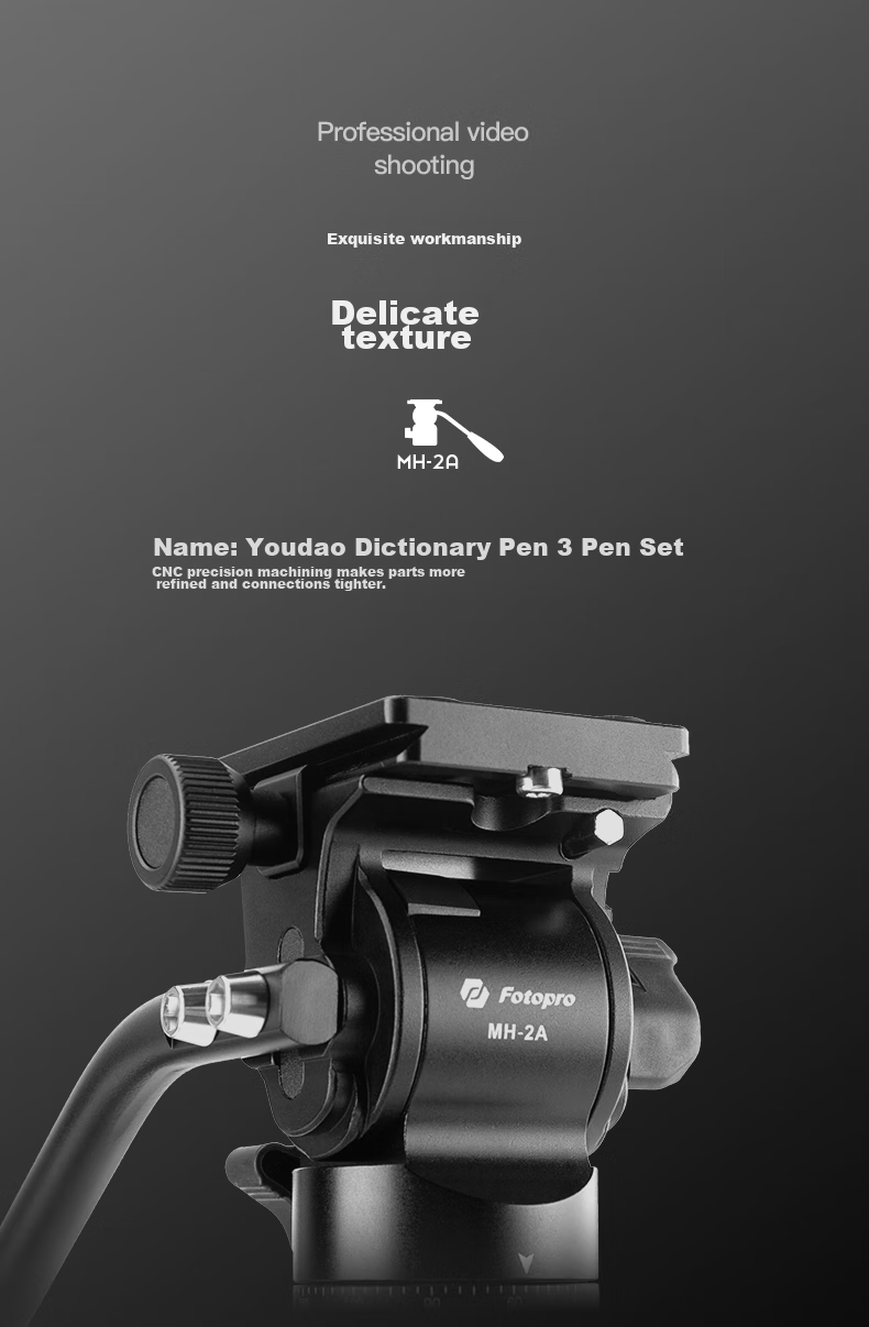Fotopro MH-2A, Professional Video Shooting Mini Portable Handheld Metal Hydraulic Camera Gimbal, Matte Black 7