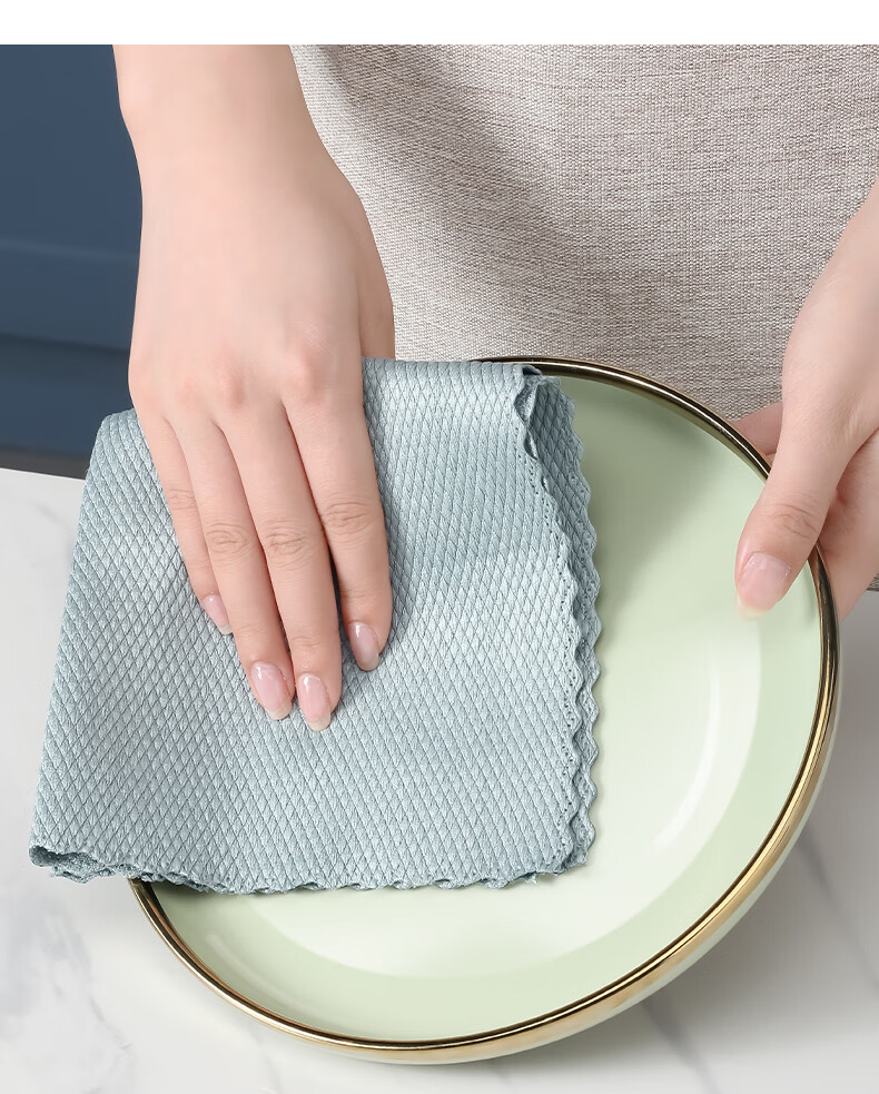 Jiabangshou Fish Scale Cleaning Cloth, 25*25cm*5 Pieces, Wet And Dry Use, for Glass, Mirror, Cups, Household Use, Absorbent Scouring Pad 6