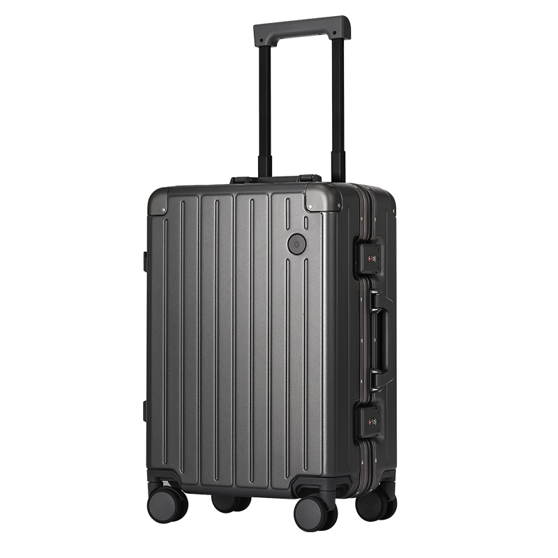 JD Original Borderless Aluminum Frame 26-Inch Luggage, Large Capacity Trolley Suitcase with Password Lock for Men And Women, Lightweight Travel Case in Graphite Gray