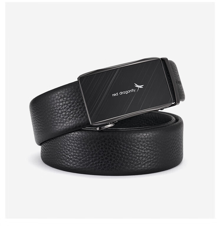 RED DRAGONFLY Top-Grain Leather Men's Belt with Automatic Buckle, Practical Gift for Dad Or Husband, Birthday Present in Gift Box 10