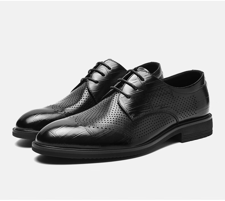 HLA Men's Leather Shoes, Business Formal Dress Shoes, Genuine Leather Footwear, HAAPXM2FAV172, Black, Size 44 42