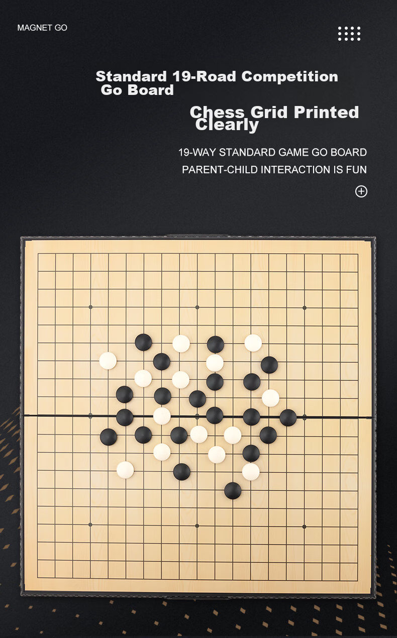 FORTHGOER Magnetic Go And Gomoku, Portable Folding Chess Board for Adults And Children, Casual Black FX-8 Extra Large Size for Travel 4