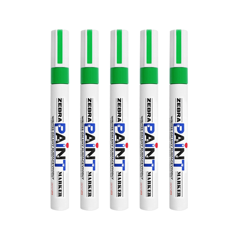 ZEBRA Paint Marker, Oil-Based Permanent Marker, Large Logistics Pen/sigil Pen/marker Pen, PAINT-MOP, Green, Pack of 5