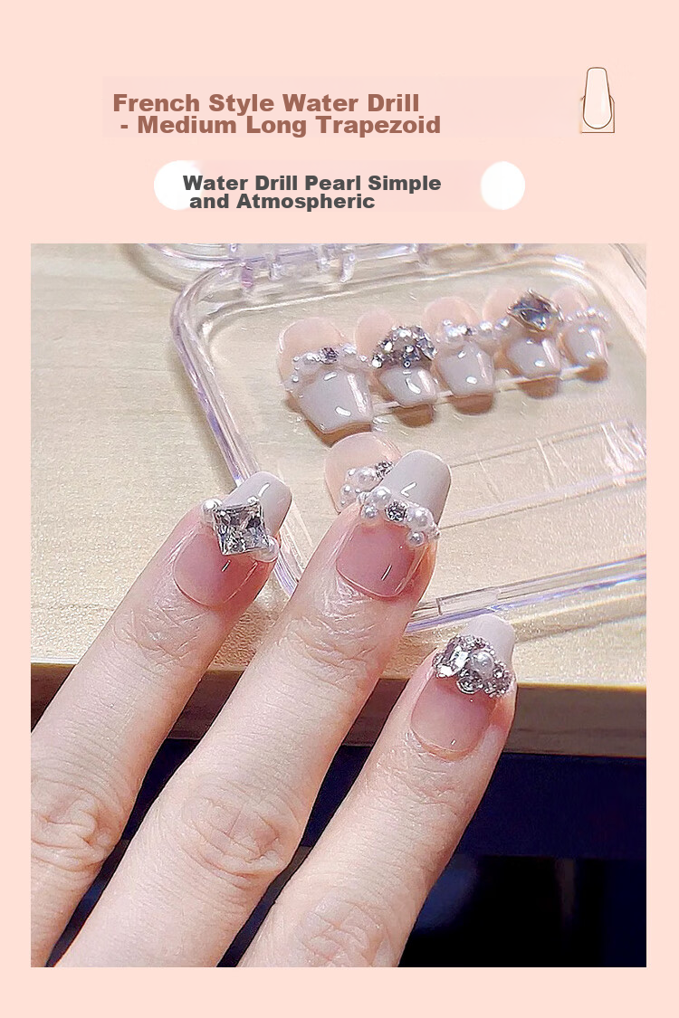 Meifuyu Nail Stickers, Handmade Wearable Nails (Yue Xiaoshan Tea Flower S Size), Long Nail Tips, Gift for Girlfriend, MF8213 7