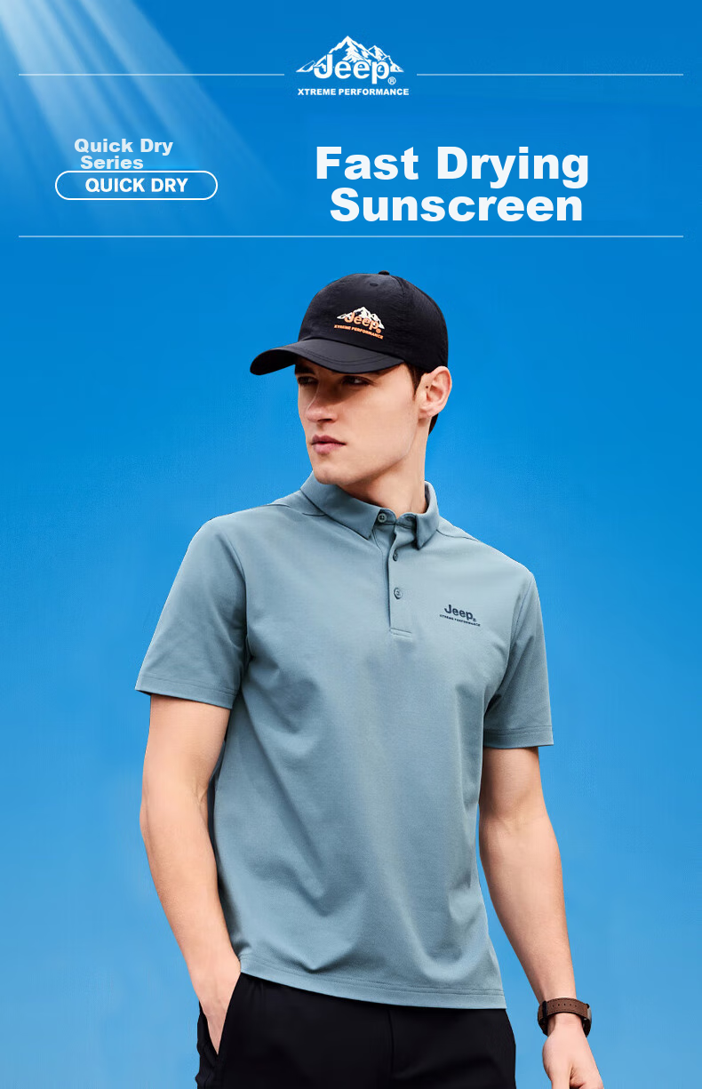 Jeep Quick-Dry Polo Shirt for Men, UPF40+ Sun Protection Short-Sleeve T-Shirt, Men's Outdoor Collared Quick-Dry Shirt, 9905 Navy Blue, 4XL 1