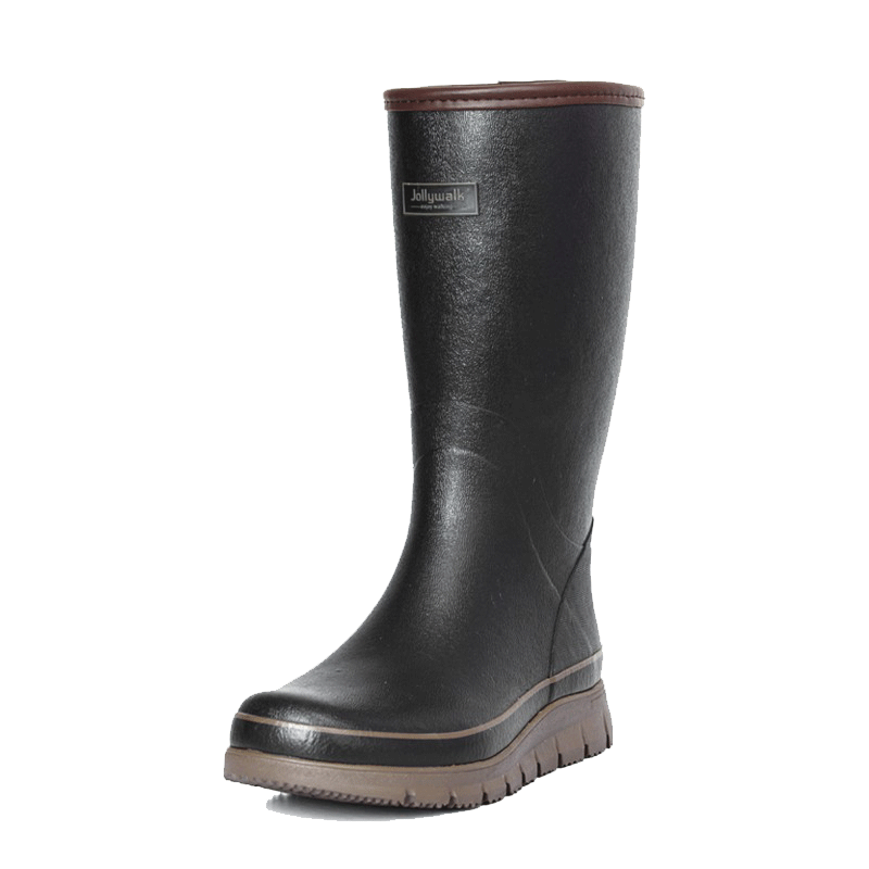 Jolly Walk Water Shoes, Waterproof Boots, Men's Tall Fishing Rain Boots, High-Top Outdoor Waterproof Car Washing Rubber Shoes JW268, Black, Size 43