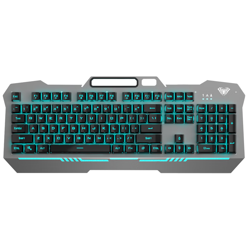 AULA F3010 Mechanical Feel Keyboard, Gaming Keyboard, Wired 104-Key Keyboard with Backlit Lighting for Desktop Computers, Laptops, Internet Cafes, And PUBG, Ice Blue Light, Gray