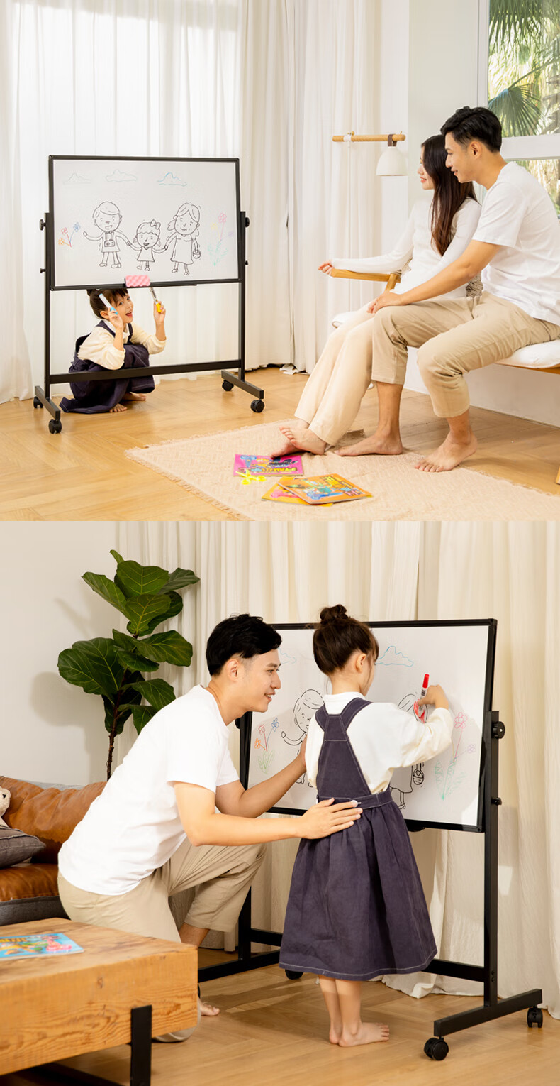 BBNEW 100*150cm Double-Sided Whiteboard Writing Board with Stand, Mobile Height Adjustable Flip Conference Office Home Teaching Magnetic Children's Blackboard White Model NEWV100150-W 11