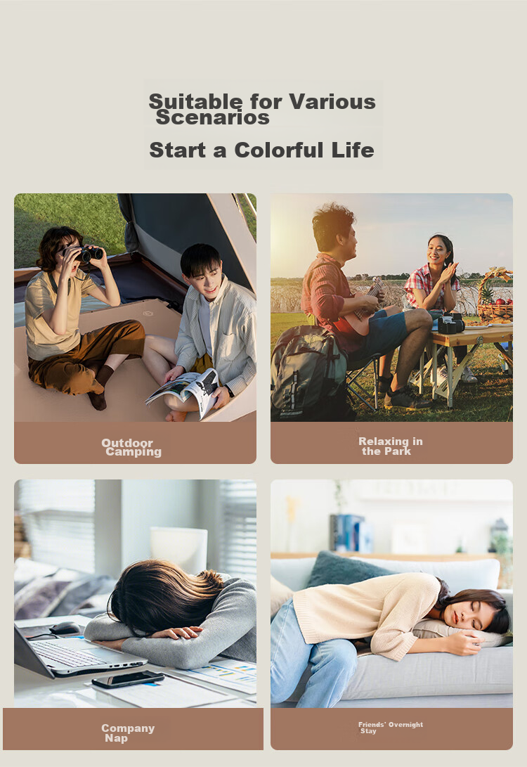 JD Original Automatic Inflatable Mattress, Outdoor Camping Mat, Moisture-Proof Pad, Air Mattress, Floor Mat for Sleeping, Air Bed, Double Size, 8cm Thick 12