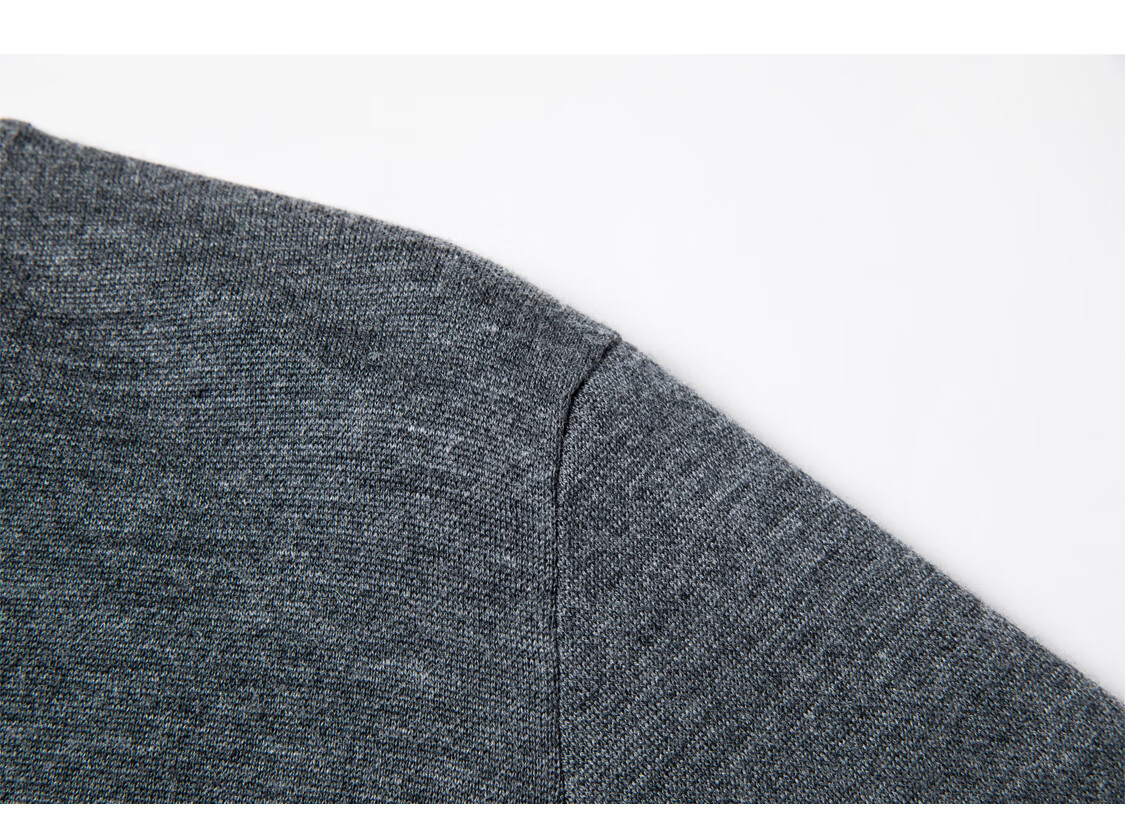 Hengyuanxiang Men's Wool Sweater Autumn Winter Thickened V-Neck Machine Washable Fine Spun Knitwear Medium Gray 175 16