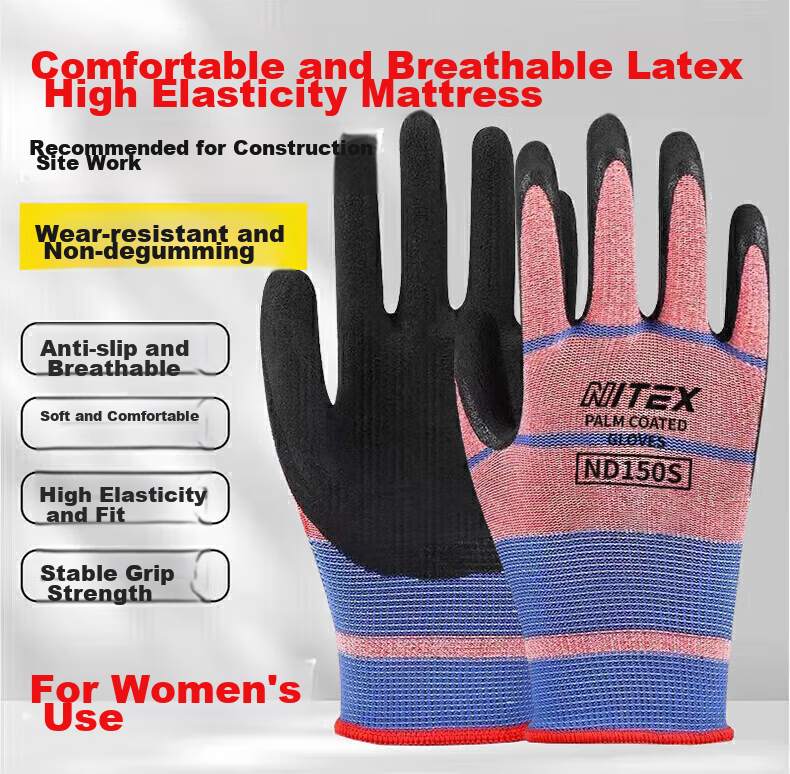 SHENGLI Work Gloves, Gardening Gloves, Wear-Resistant, Non-Slip, Thin, Latex-Coated, Highly Elastic, Breathable Rubber Gloves, for Handling And Work, ND150S, 12 Pairs 19
