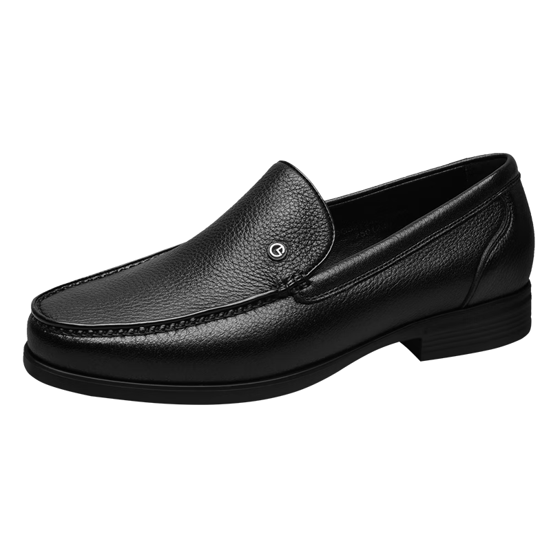 Goldlion Men's Loafers Leather Shoes, Fashionable Simple Comfortable Slip-On Business Casual Shoes G521240438AAA Black Size 40
