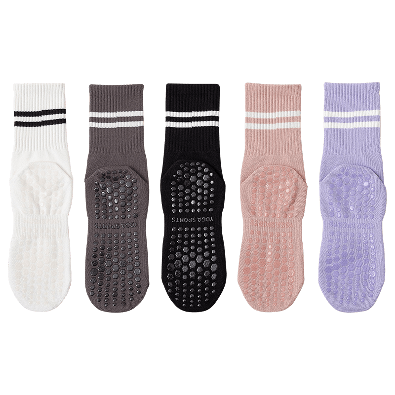 XUEXIMAN Yoga Socks for Women, Mid-Calf Cotton Socks, Spring And Autumn Season, Pilates Fitness Dance Professional Non-Slip Short Sports Floor Socks