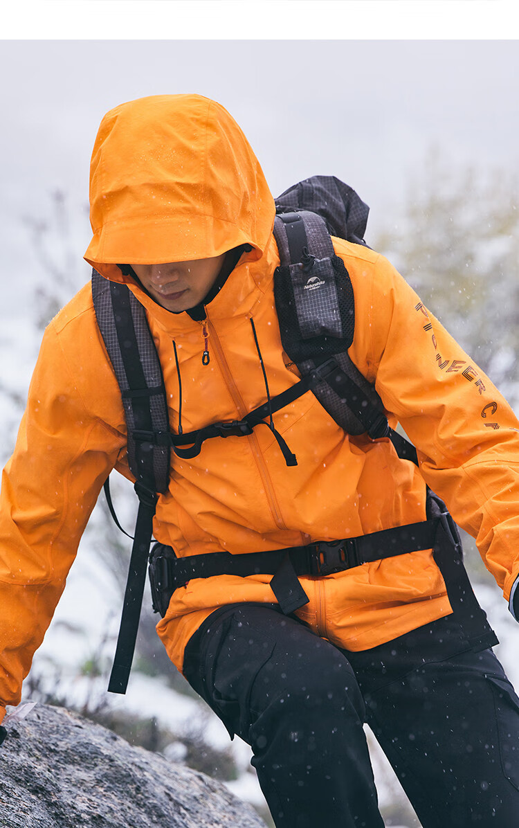 Pioneer Camp Three-In Hardshell Jacket for Men, Autumn And Winter Outdoor Fleece-Lined Windproof Waterproof Warm Coat Hiking Wear Orange-Red XL 7