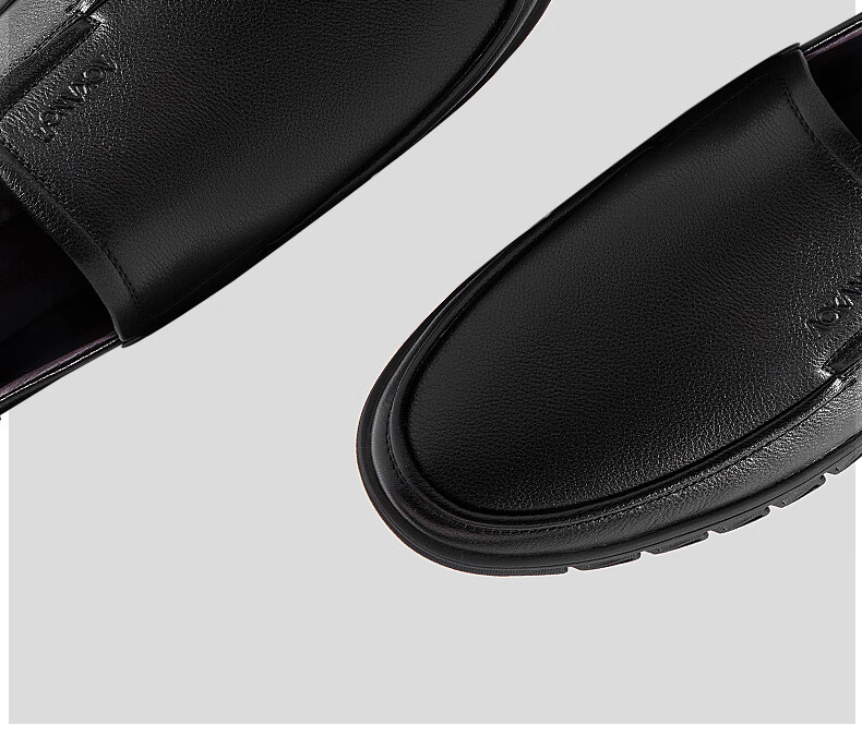 Aokang Leather Shoes for Men, Business Casual Slip-On Comfortable Daily Simple Driving Casual Leather Shoes, Black, Size 42 4