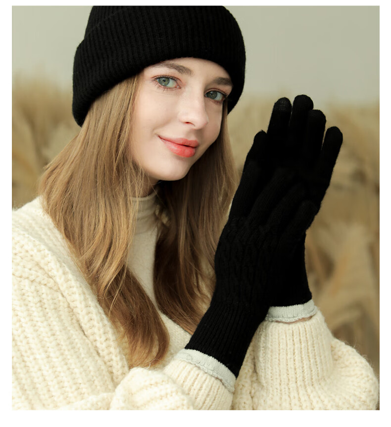TUCANO Men's Wool Touchscreen Gloves Thickened Warm Winter Cycling Driving Knitted Gloves Gift for Boyfriend 15