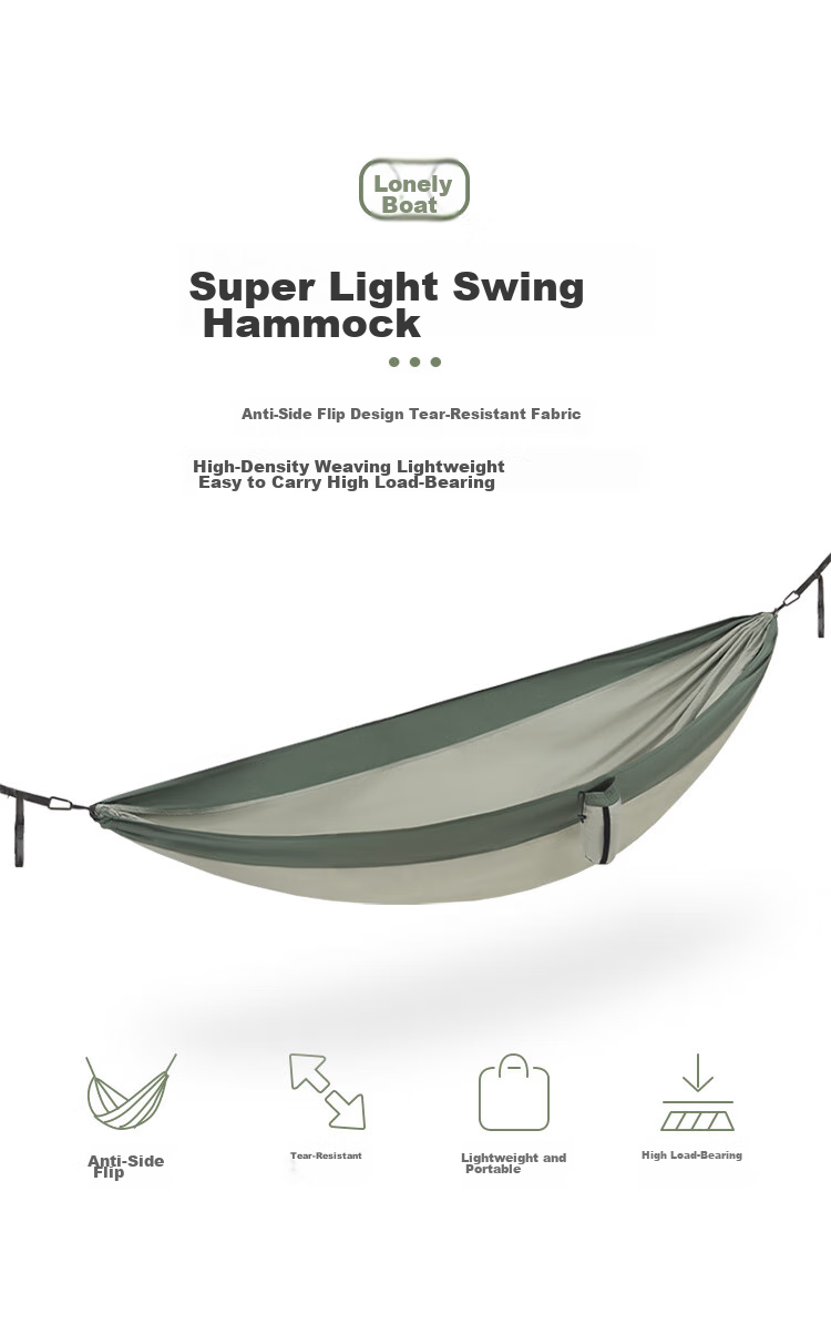 Naturehike Portable Hammock for Outdoor Camping, Lightweight Thick Anti-Rollover Swing Cradle - Light Bean Green - Single Perso 2