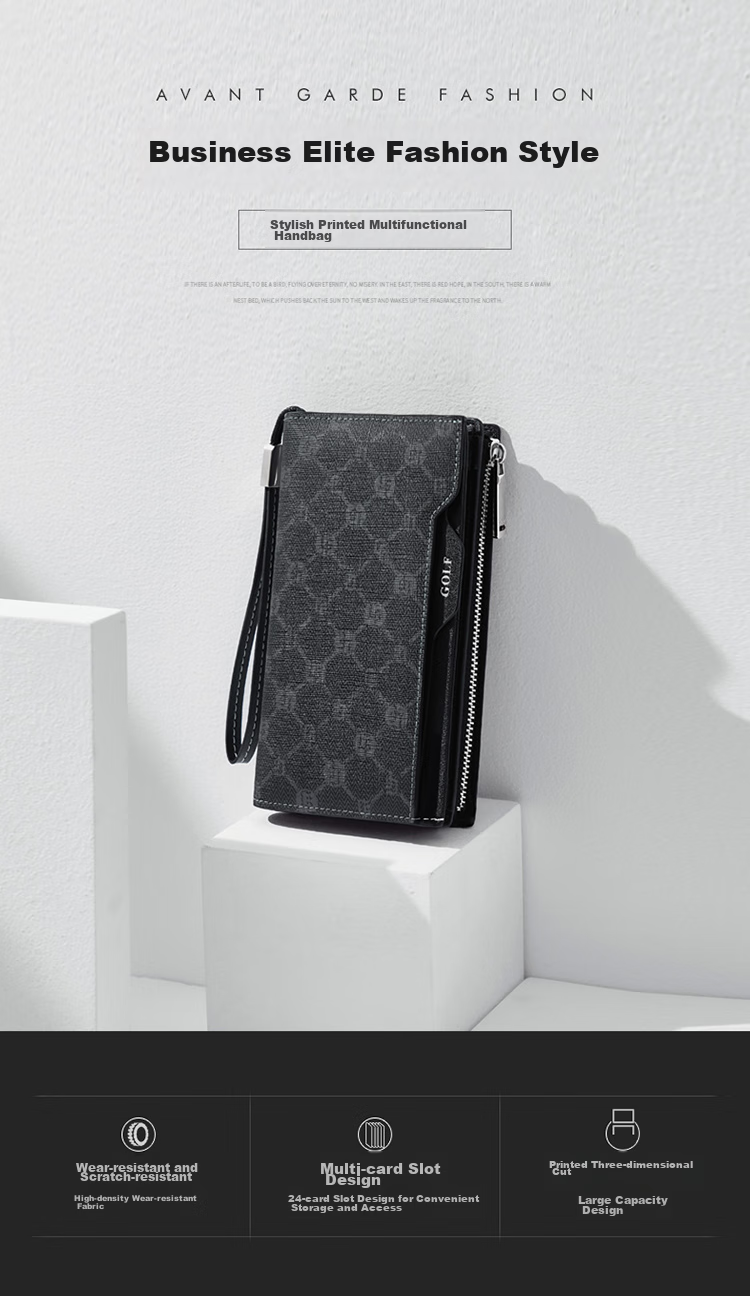 GOLF Men's Multi-Card Holder Clutch, Anti-Theft Wallet, Long Bifold Purse for Men's Driver's License And Cash 1