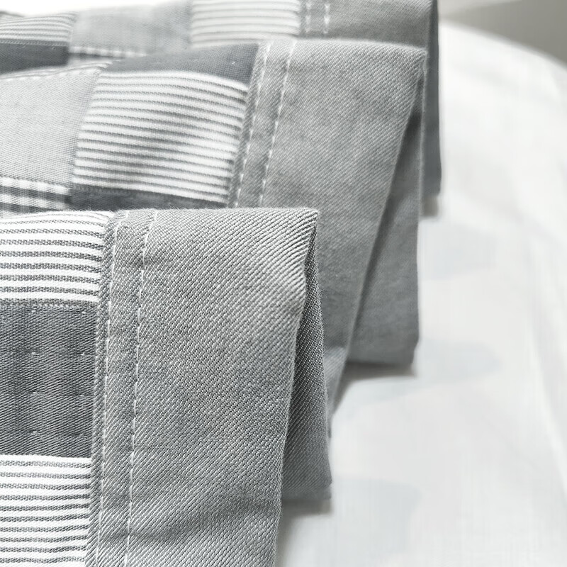 Yuanshenghuo 100% Xinjiang Cotton Pillowcase, Household Anti-Head Oil Pillow Cover, Extra Large And Thick, One Pair Gray Plaid 55*80cm