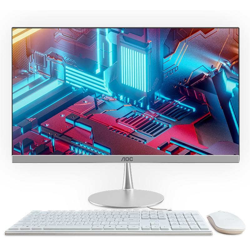 AOC Subsidies Meren Yu 734Pro, 23.8-Inch HD All-In Desktop Computer for Office And Study (Core I5-12450H, 16GB RAM, 512GB Storage), White