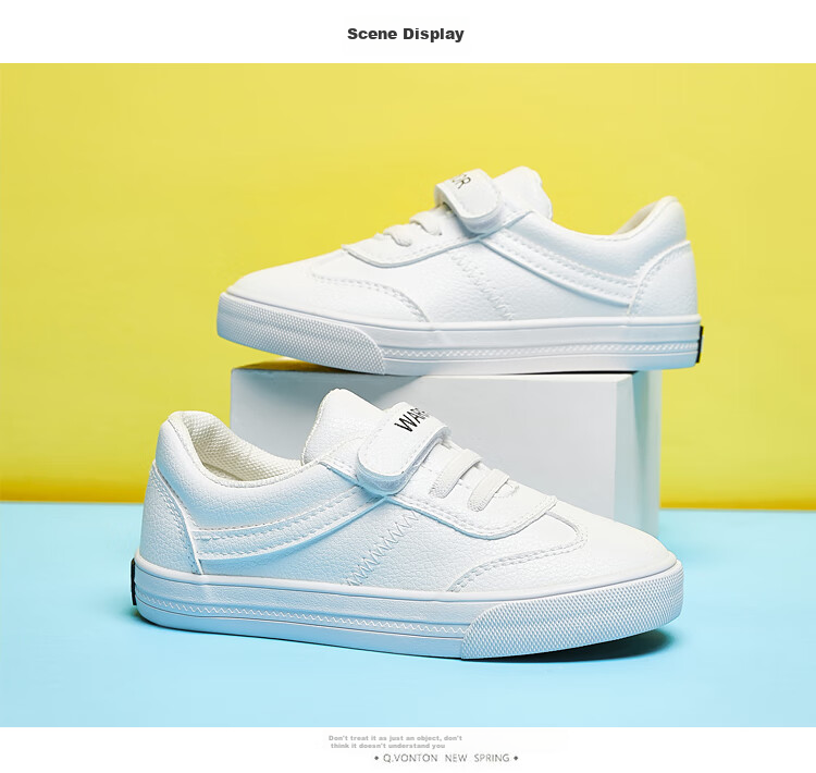 Warrior Children's White Sneakers with Velcro, Boys And Girls Casual Sports Shoes TH17-007 White Size 28 4